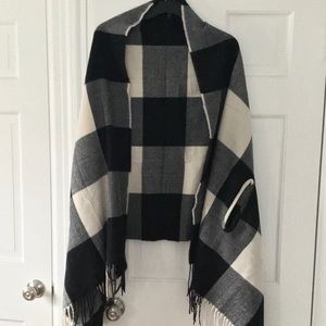 J Crew Factory plaid cape-scarf NWOT
